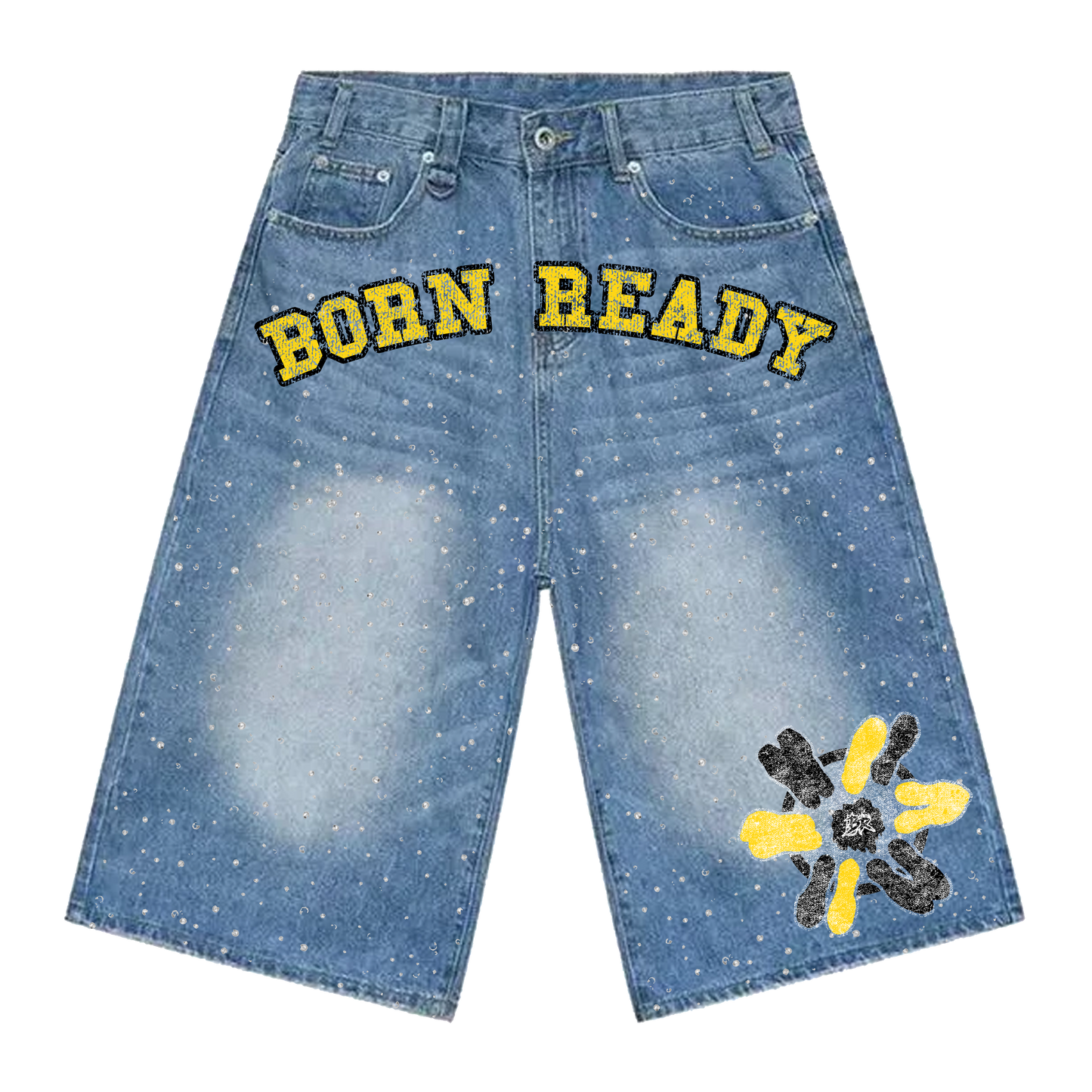 "Born Ready" Rhinestone Jorts